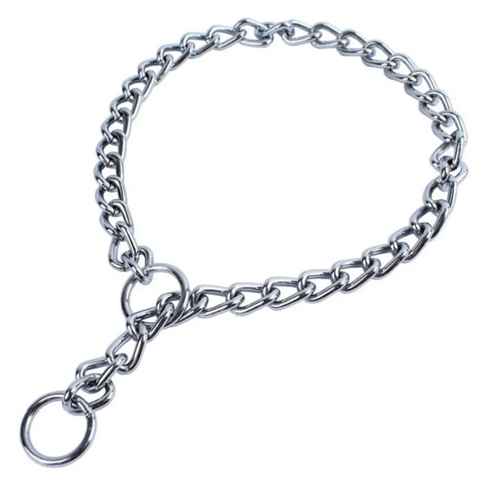 Collare per cani in ferro inossidabile cromato Corda di trazione Guinzaglio in piombo Collana a catena P Collari regolabili senza soffocamento per cani Forniture per animali domestici Cane