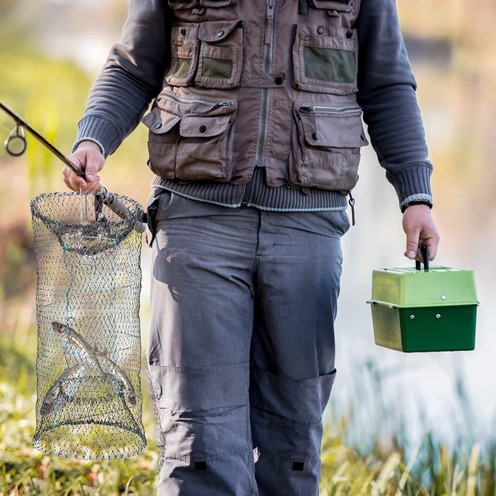 Trappola pieghevole per rete da pesca 360 ° Design a rete per gamberetti granchio aragosta gamberi guadino da pesca portatile filo di acciaio durevole nylon