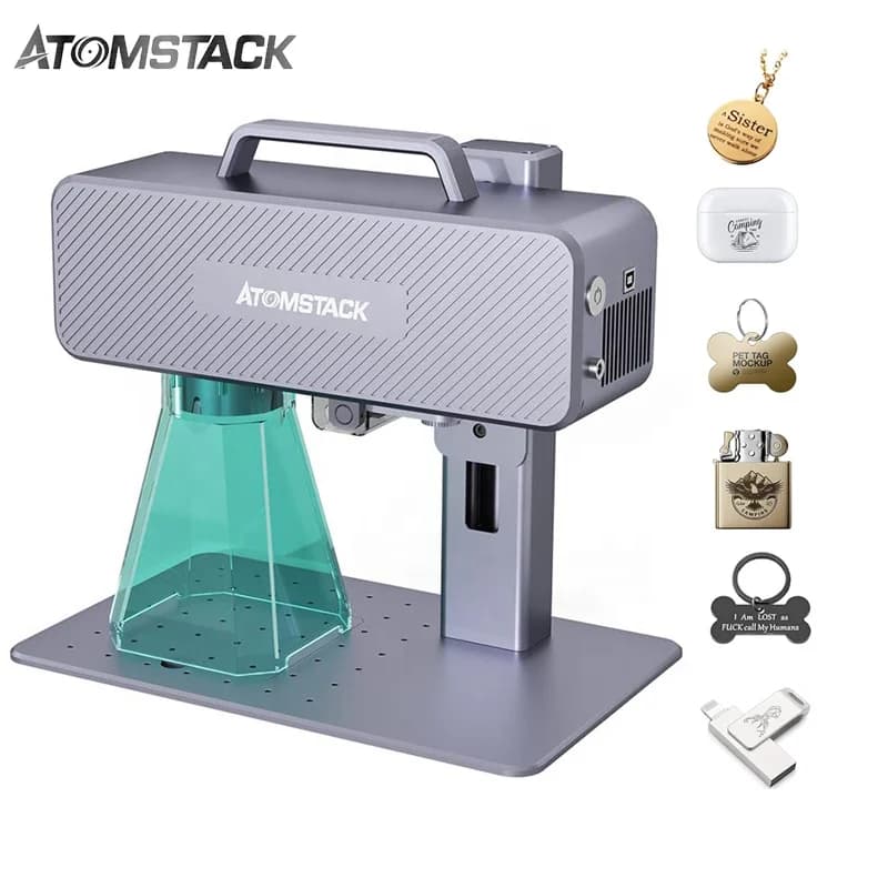 ATOMSTACK M4 Incisore Laser a Fibra Portatile da Tavolo di Grado Industriale per Marcatura su Metallo