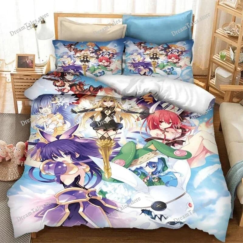 Date A Live Luxury Bedding Set Anime Cartoon Duvet Cover Set Comforter Bedspread Linen Twin Single Size Printed Home Textile741