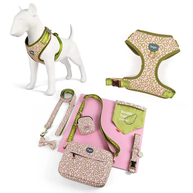 Custom Printed Premium No Pull Neoprene Dog Harness Set 7pcs Padded Collars Leashes & Harnesses for Cats & Other Pets