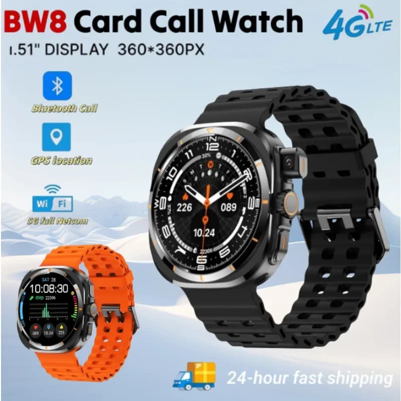2025 Nuovo BW8 Smartwatch Rete 4G Schermo Android da 1,51 pollici Batteria 400mAh Google Play Pedometro Sleep Tracker Supporto scheda SIM