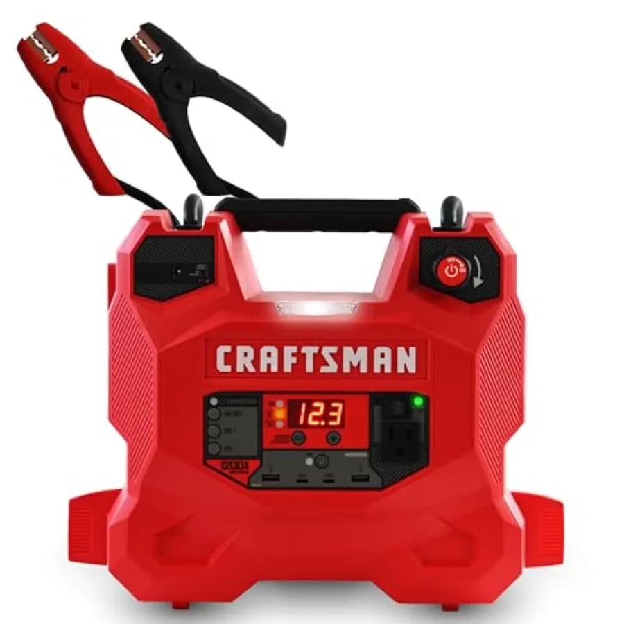 Avviatore di Emergenza per Auto 1200A e Stazione di Alimentazione Portatile, Soluzione 5-in-1 con Compressore d'Aria 100-PSI per Veicoli Sportivi e Automobili 12V
