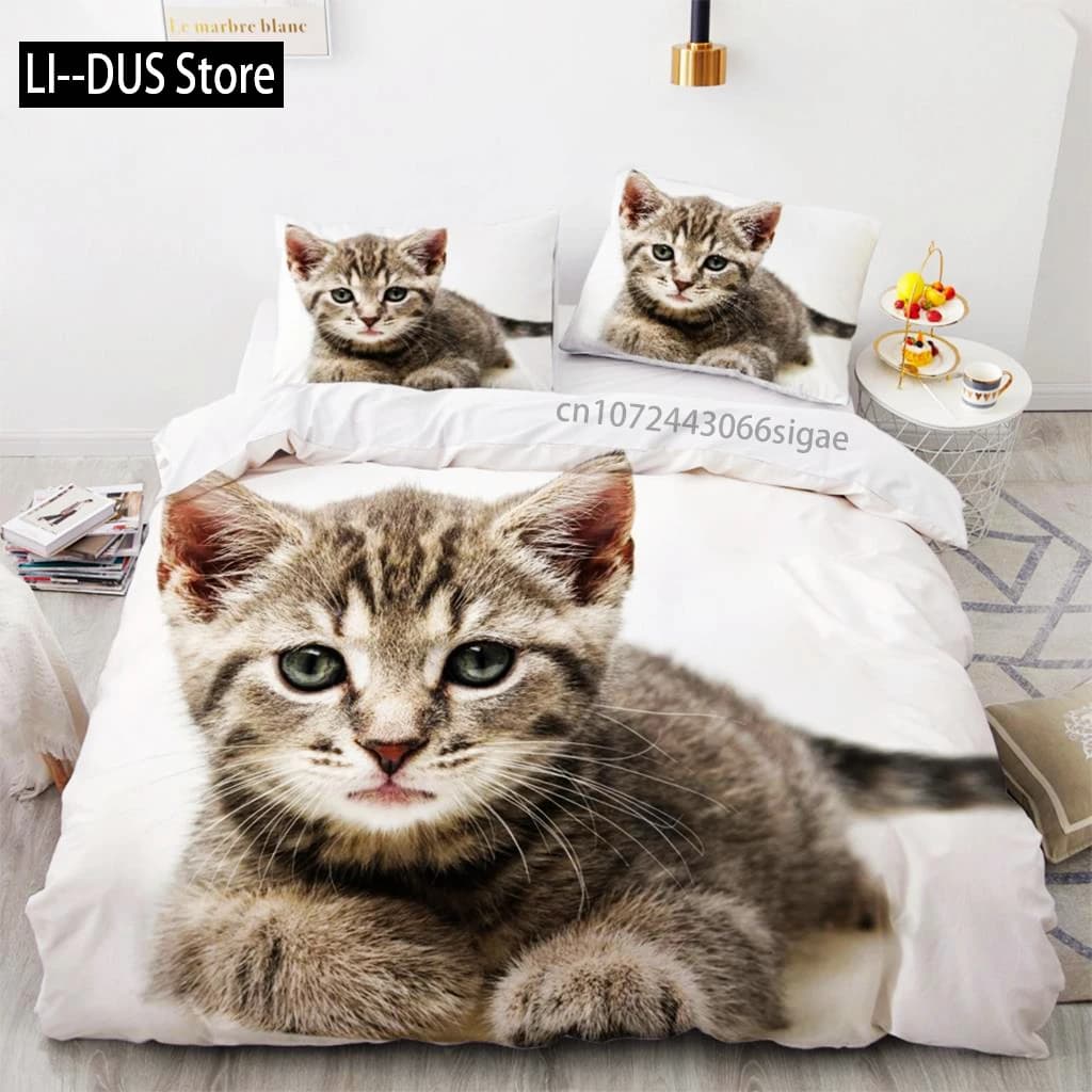 Copripiumino Set biancheria da letto gatto nero per bambini Ragazza Decorazione camera da letto per adulti Casa Animale domestico Amante dei gatti Regalo Comfort Cover Queen King 2/3 pezzi