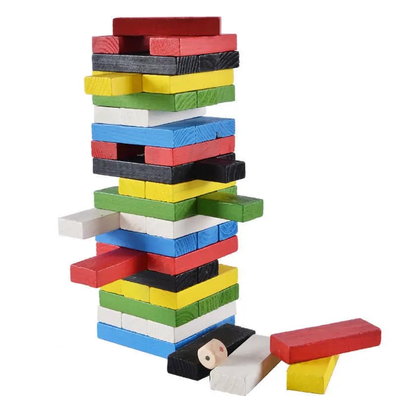 Gioco a torre impilabile in legno Gioco da tavolo interattivo 48 pezzi Piccoli blocchi impilabili colorati Blocchi di bilanciamento per giochi per famiglie
