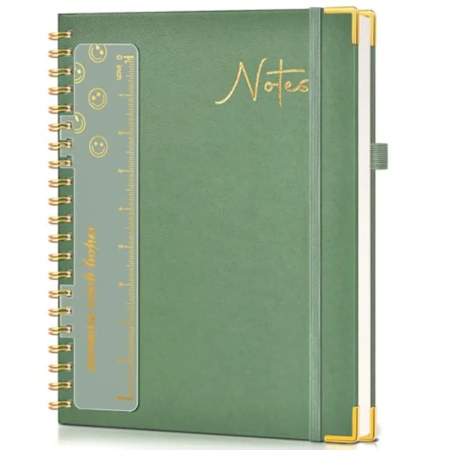 Hardcover Spiral Notebook Journal 8.5" x 11", A4 Large Leather Notebooks for Women Men, College Ruled Notebook, 50 Sheets/100 P