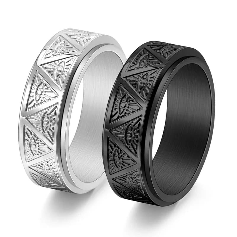 Anello Fidget Spinner da uomo in acciaio inossidabile con design a triangolo rotante per alleviare l'ansia antistress Gioielli di moda maschile