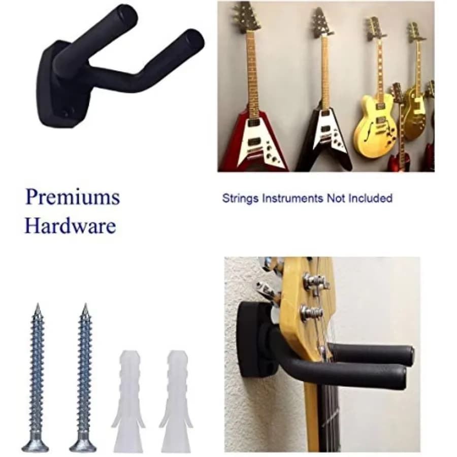 Supporti da Parete per Chitarra, Ganci per Ukulele (Confezione da 2), Supporto per Violino, Espositore per la Maggior Parte di Chitarre e Bassi