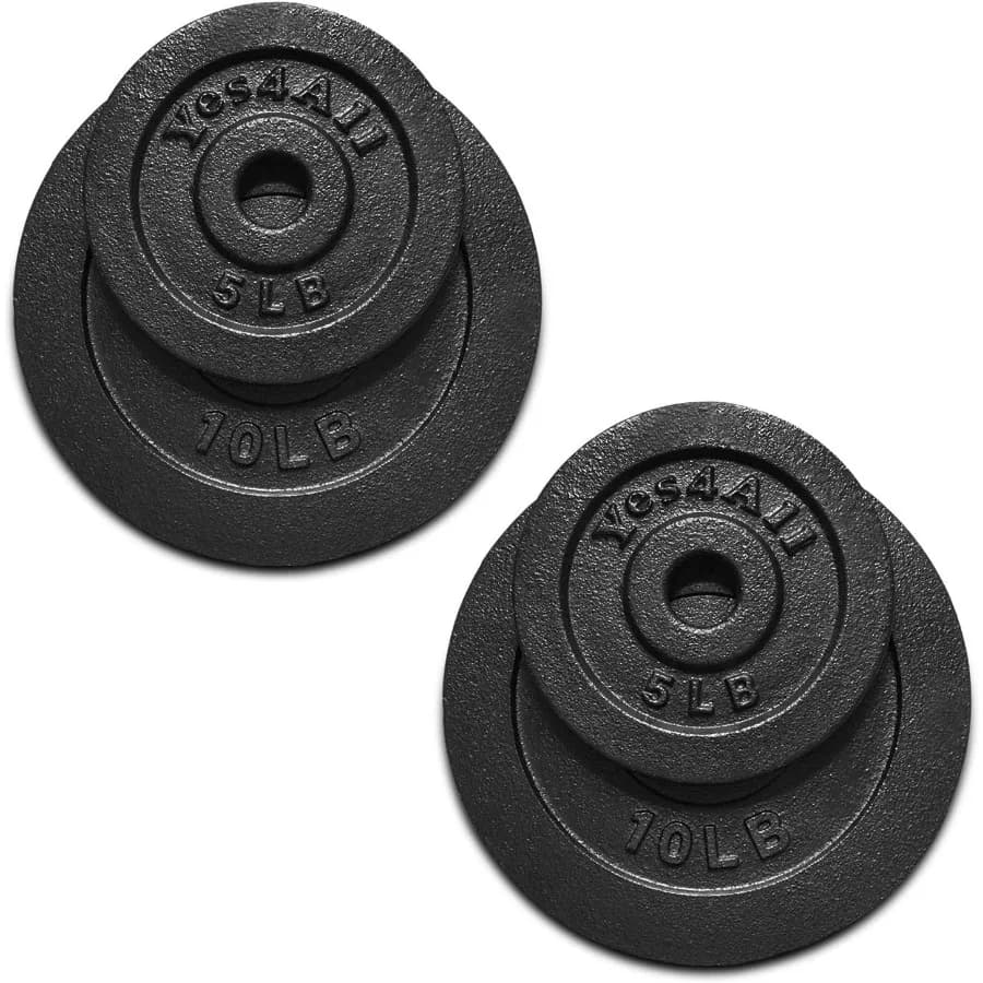 2x5lb + 2x10lb (set of 4) 1,15 inch cast iron weight plate - Ideal for handlebar grips, strength training and weight lifting (set)
