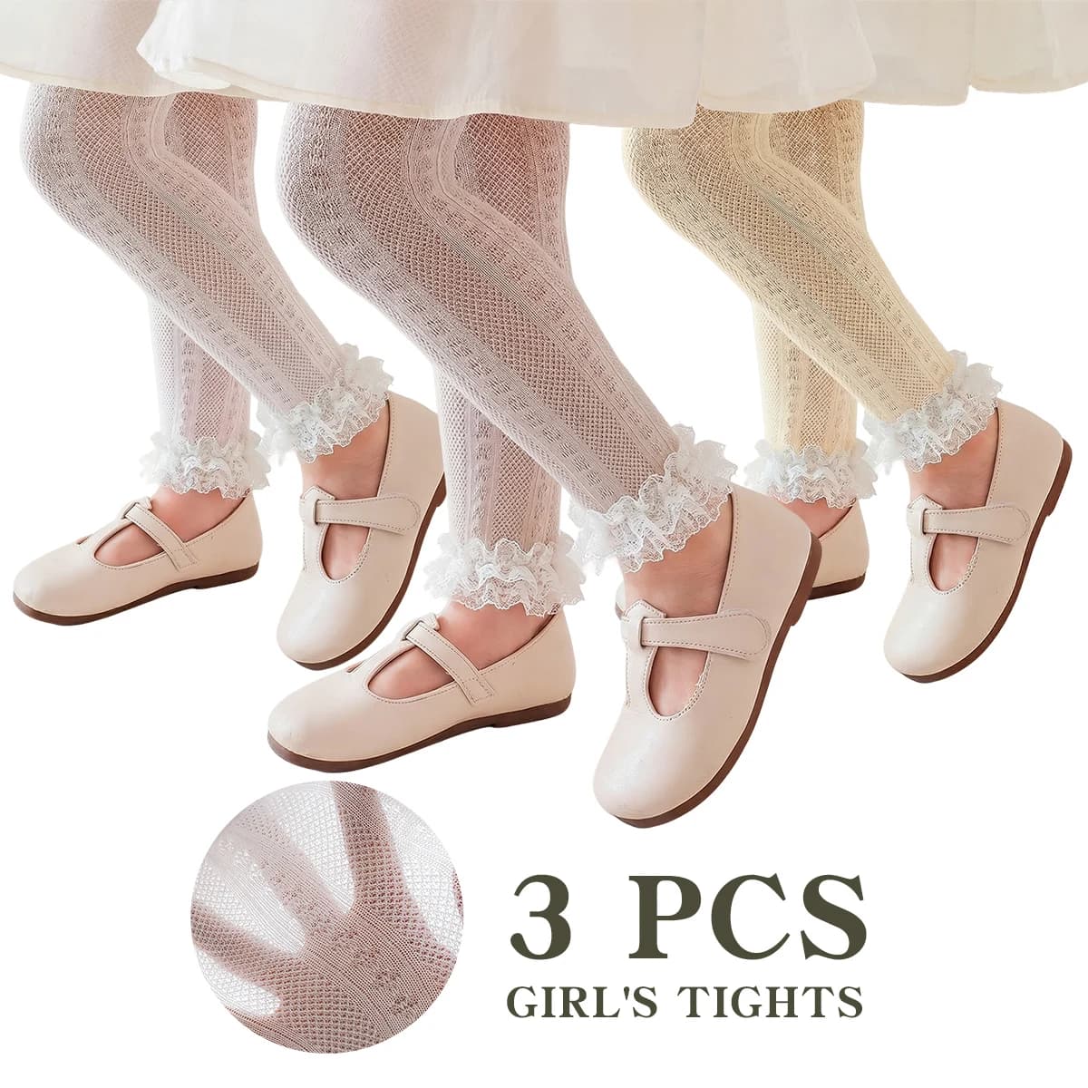 3 pezzi di leggings per bambina, collant per bambina, collant per bambini, anti-zanzare, in rete traspirante, leggeri, perfetti per danza, scuola e altro