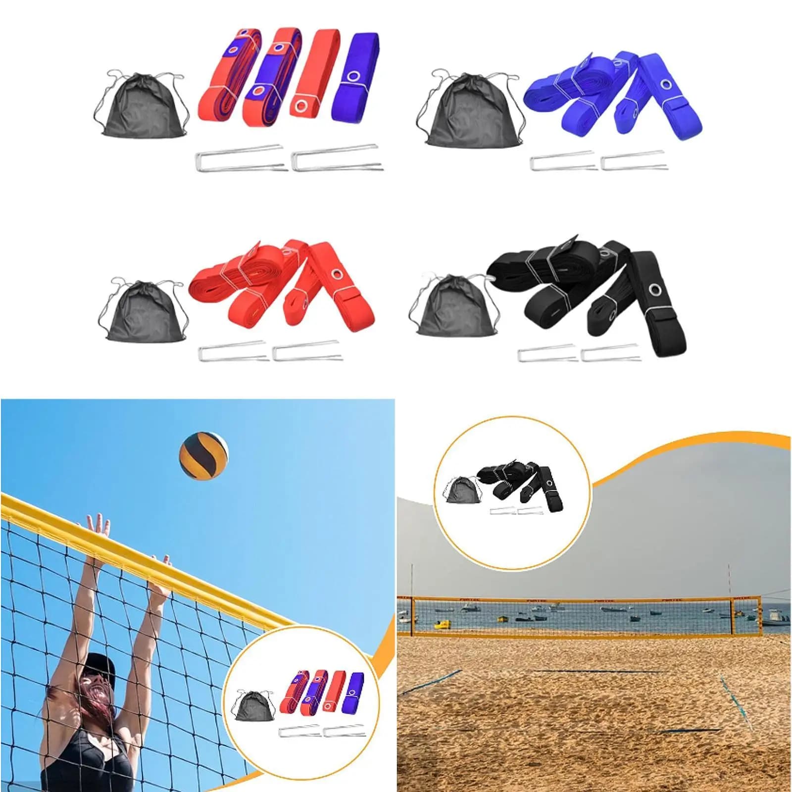 4 pezzi linee professionali per pallavolo da spiaggia marcatura accessori per sabbia leggero e robusto allenamento portatile 26 piedi 52 piedi per erba