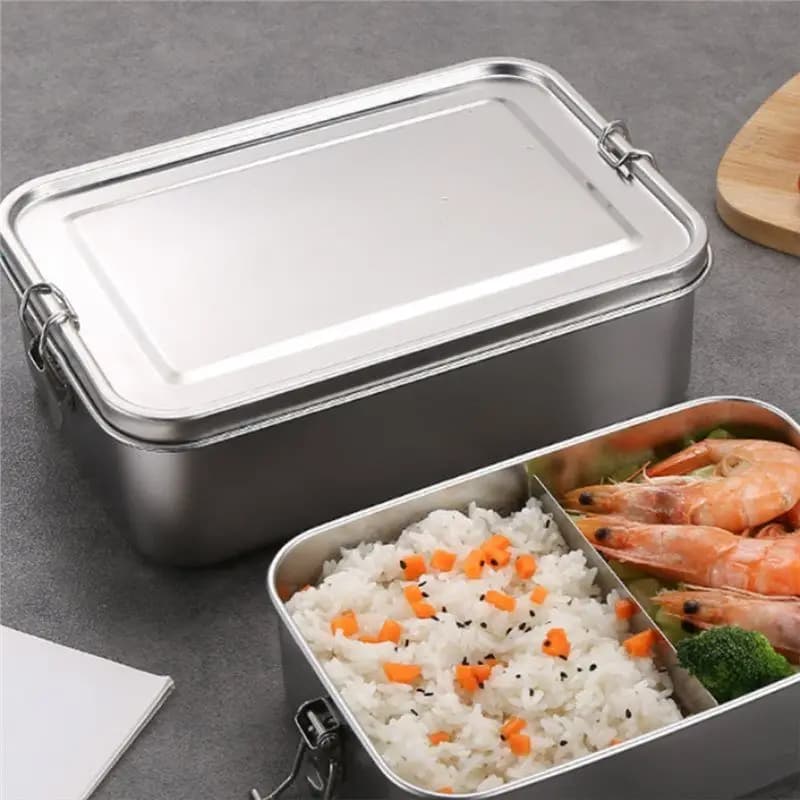 AEE2-Stainless Steel Bento Box Metal Lunch Box Food Storage Containers With Lockable Clips Lunch Snack Boxes For Work,School