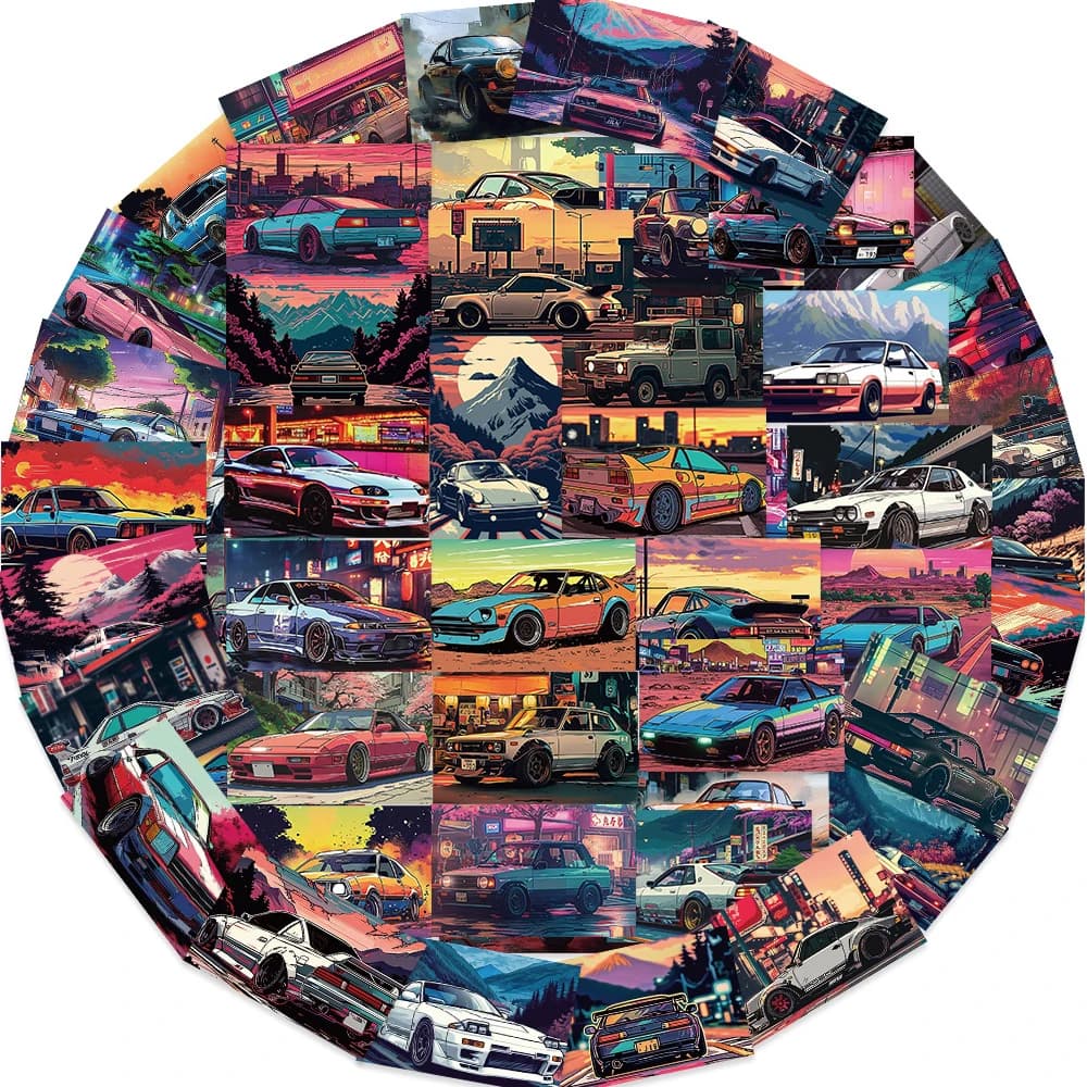 10/30/50pcs Retro Japan JDM Retrofit Racing Cartoon Stickers Vintage Cartoon Decal Graffiti Laptop Notebook Cool Sticker Toys