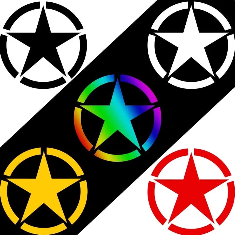 Car Stickers Five Pointed Star Pentagram Military Army Reflective Decals For Fuel Tank Cap Bumper Motorcycle Helmet D2