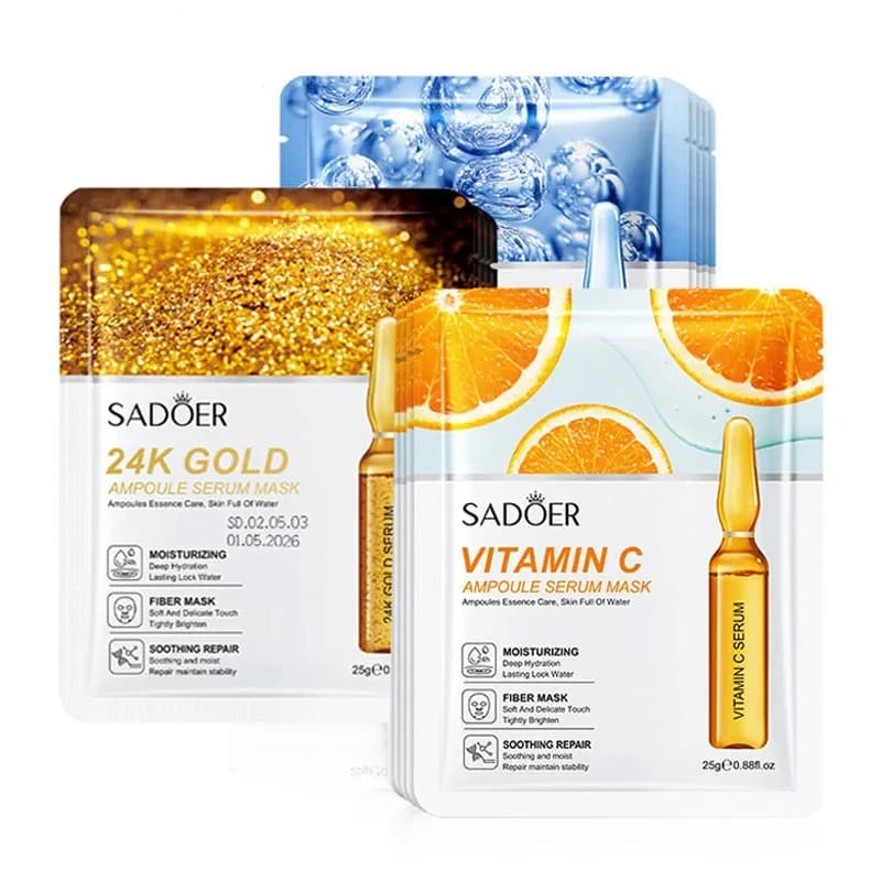 10 pcs SADOER 24K Gold Vitamin C Hyaluronic Acid Mask For Hydrating Face Shaving Masks For Face Hydrating Skin Care Products