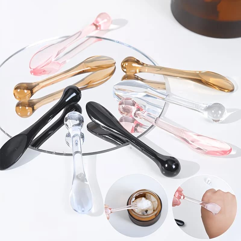 Set di 3 cucchiai in plastica per crema contorno occhi con rullo massaggiante per miscelare maschere viso e maschere in fango - Inodore e pratico