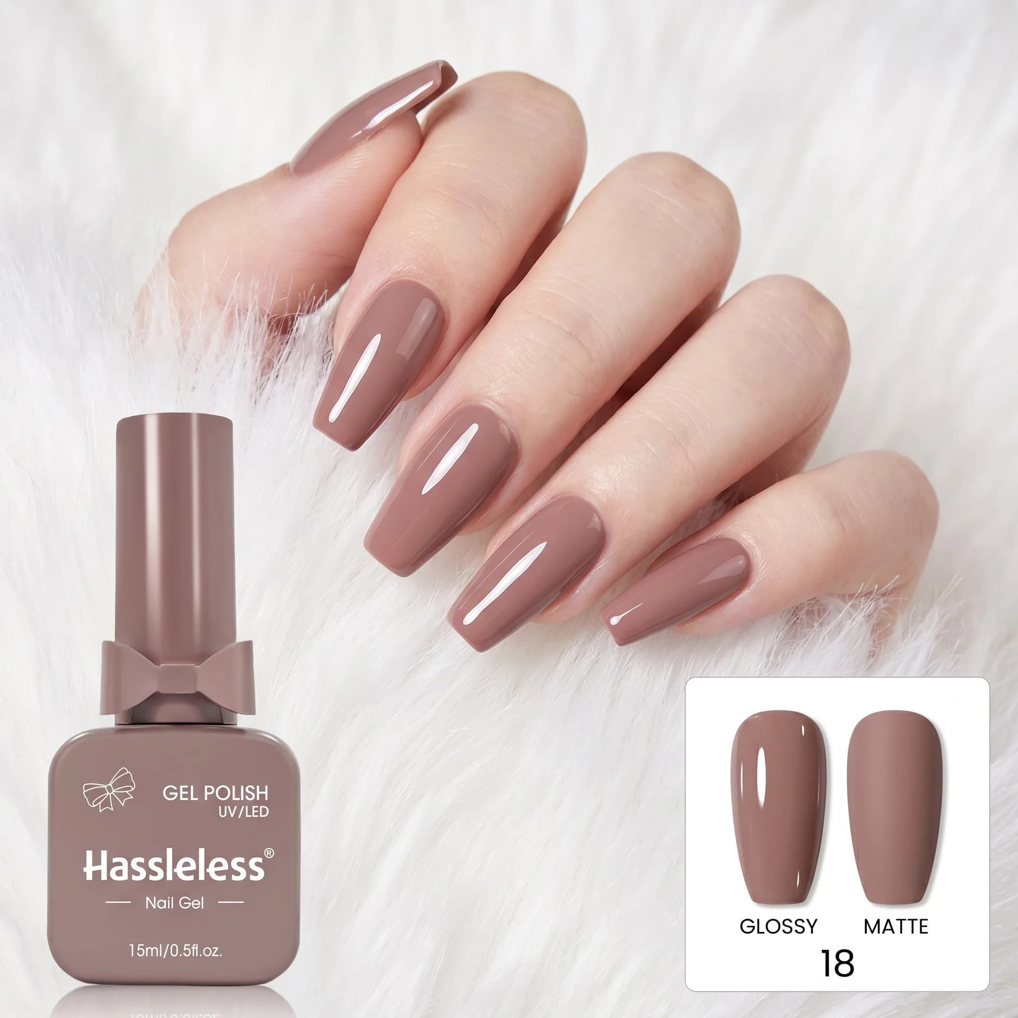 Smalto gel monocolore Hassleless da 15 ml, un nuovo arrivo nella serie di smalti a colore solido. Questo smalto gel presenta una