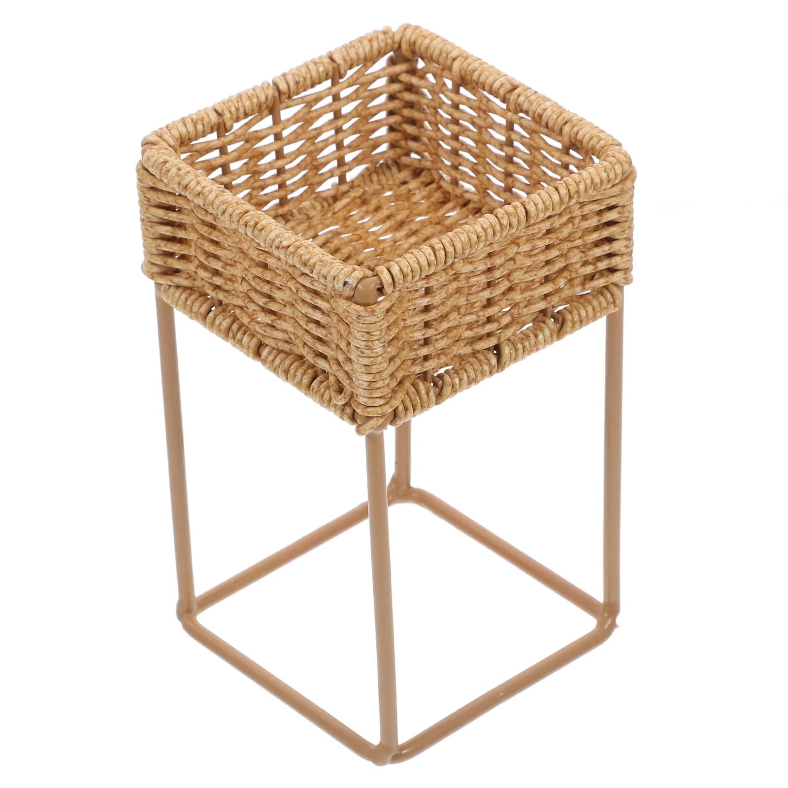 Wicker Planters for Outdoor Plants Imitation Bamboo Flower Pot Stand Home Decor Floor Storage Basket Brown Indoor Plant Stand