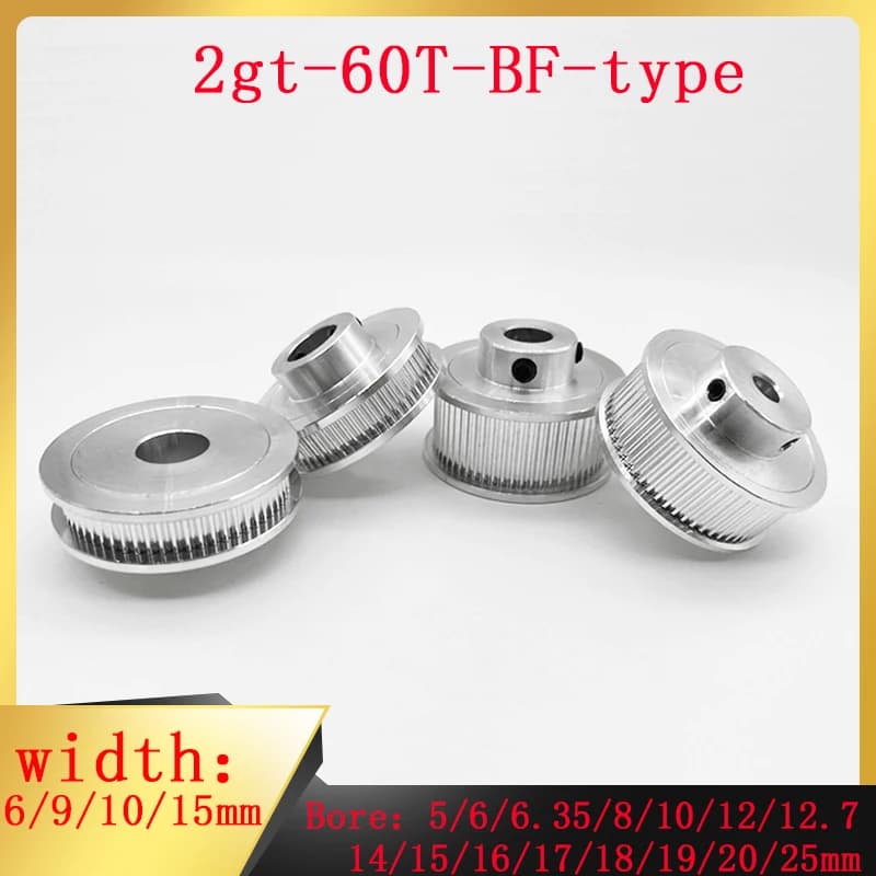 2GT GT2 60 denti BF foro puleggia 5/6/6.35/8/10/12/12.7/14/16/17/18/18/19/20/25mm larghezza dente 6/9/10/15mm per parti della stampante 3D