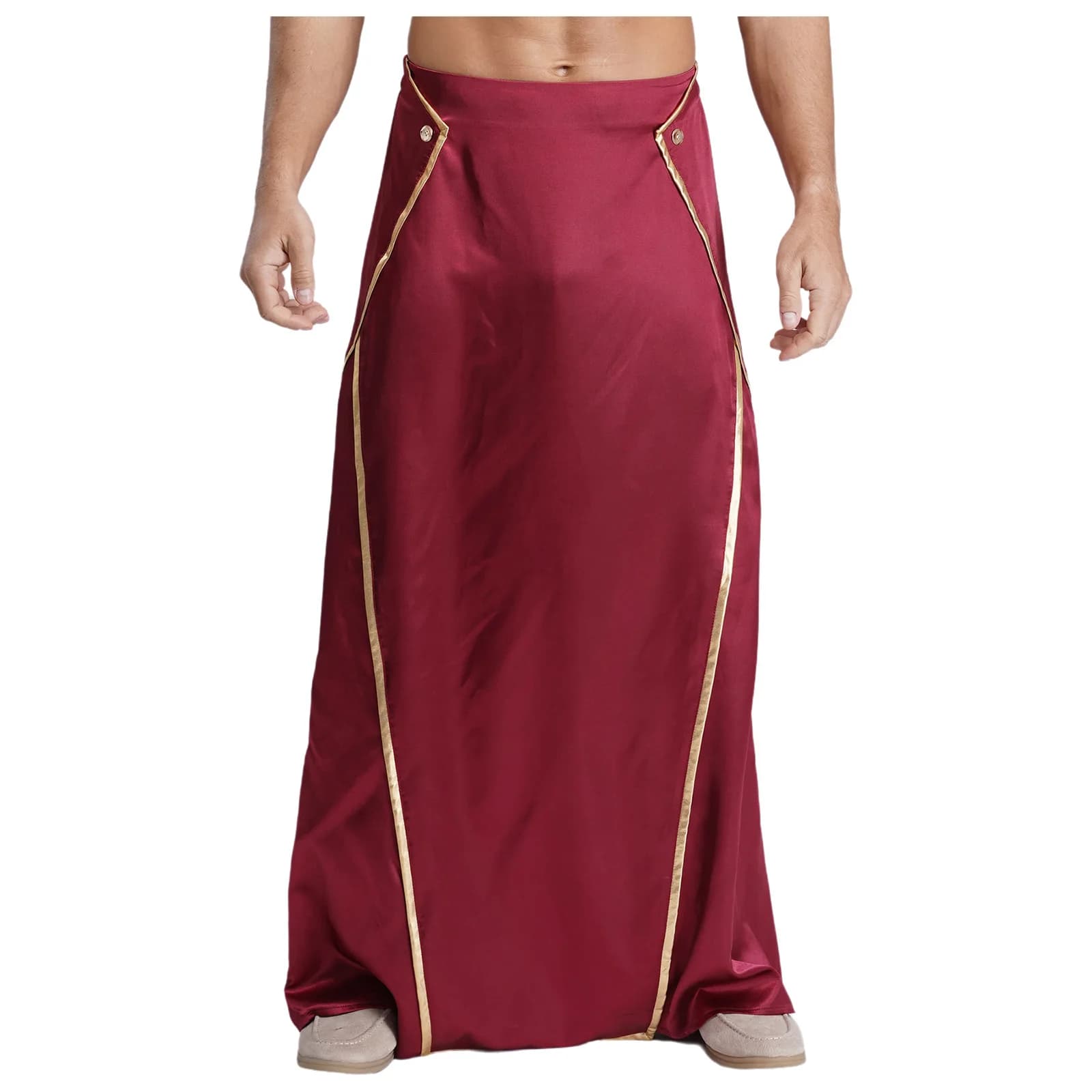 Men's Dhoti skirt with Metallic finish, Elastic life, Caviglia length, in satin, for Halloween, Carnival, Feste, Traditional Arabic and Indian costume