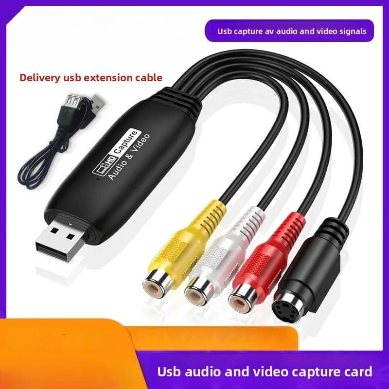 Scheda di acquisizione video USB con supporto 1080P, scheda di acquisizione video di sorveglianza a 1 via, cavo di acquisizione segnale S-Video + AV