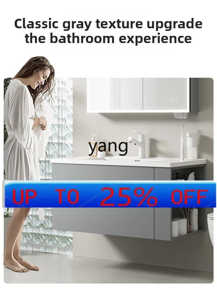 Mobile da bagno con lavabo integrato in ceramica Lh, mobile da bagno con specchio di bellezza intelligente