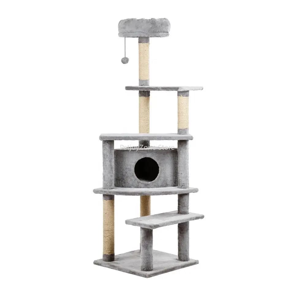 Pet Climbing Frame Scratch Board Cat Tree Litter Jumping Tower Climbing Cat Wood House