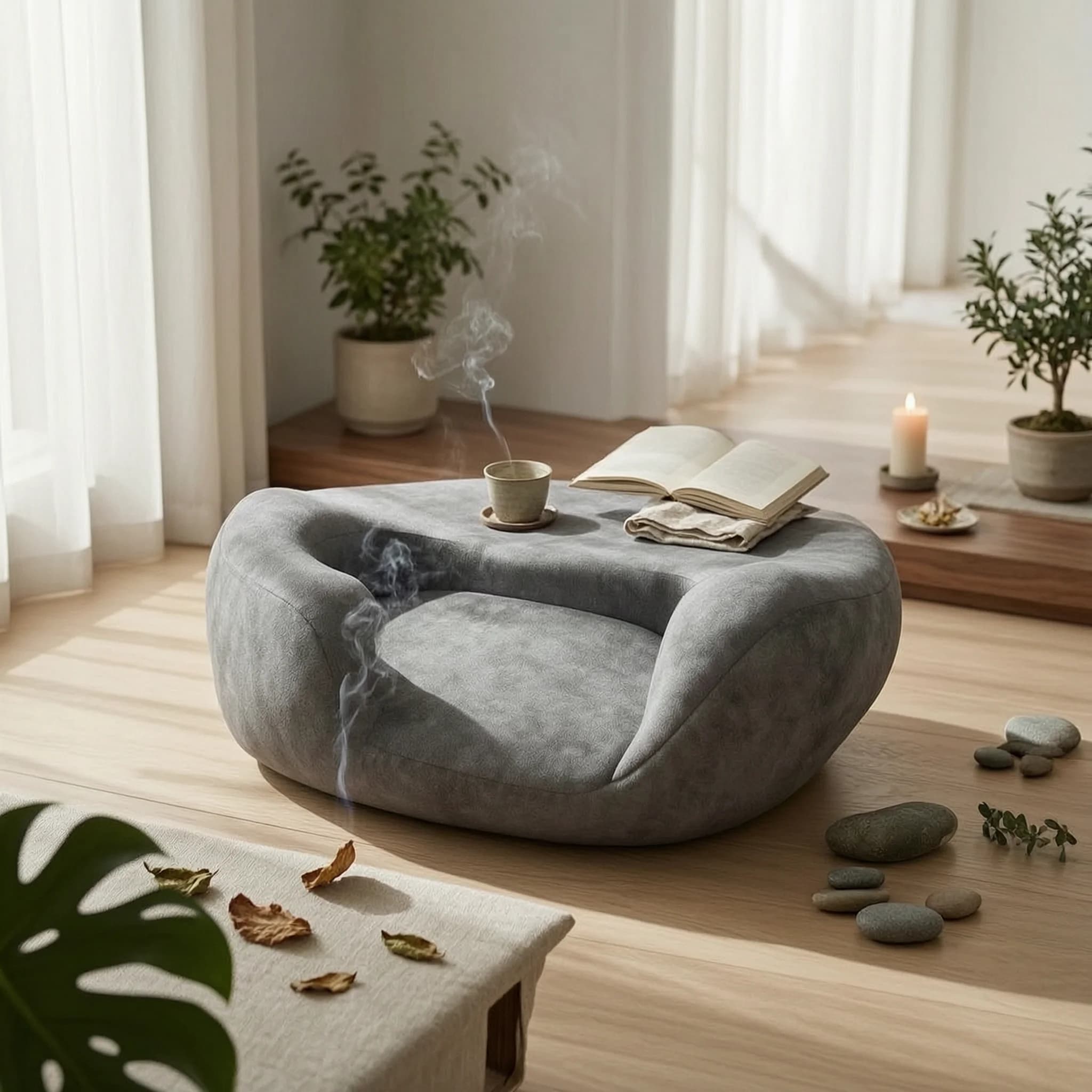 Memory Foam Meditation Cushion Anti-Slip Bottom Backrest Seat Cushion Round Floor Pillow Velvety Floor Pillow Low-Height