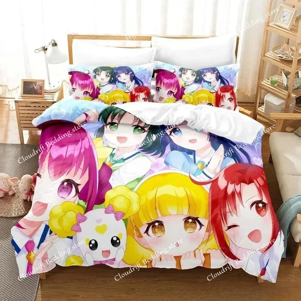 Nuovo Anime 3D Kawaii Grils Smile PreCure! Set di biancheria da letto singolo, matrimoniale, queen size, king size, per adulti e bambini, set copripiumino per camera da letto