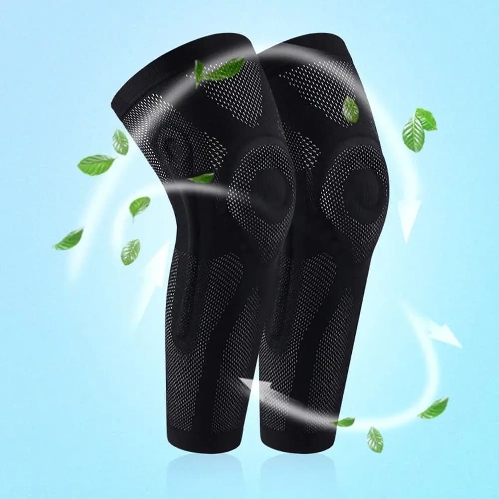 Cuscinetti in gel per rotuleo Manicotto di compressione per gambe Ginocchiera lunga Stabilizzatori laterali Supporto per ginocchiera Allunga protezione per ginocchio antiscivolo