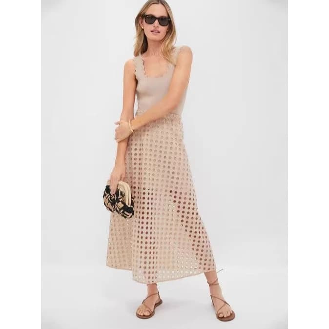 Casual Holiday Long Hollow out Skirt Elegant Fashionable Breathable Polyester Spring Summer Women's Dress Shape