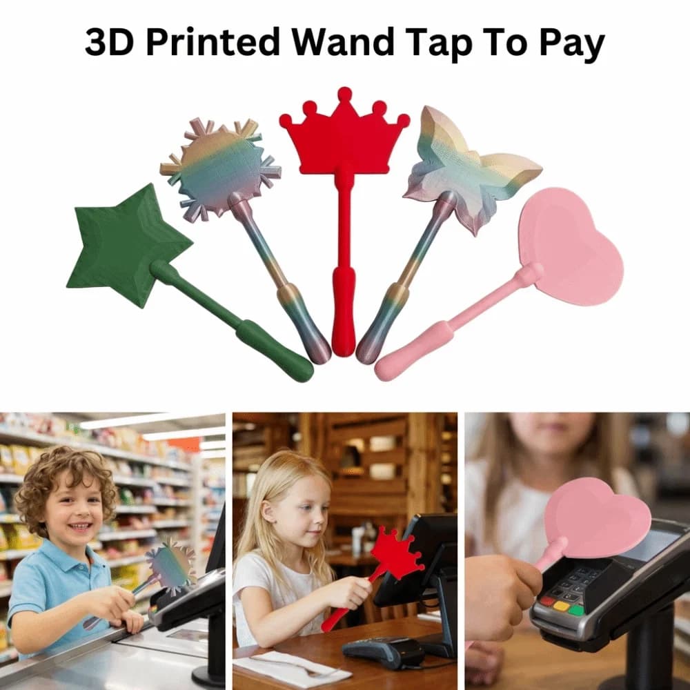 Creativo Porta Carte di Credito a Forma di Bacchetta Magica Stampato in 3D, Leggero e Portatile, 35cm, Strumento di Pagamento