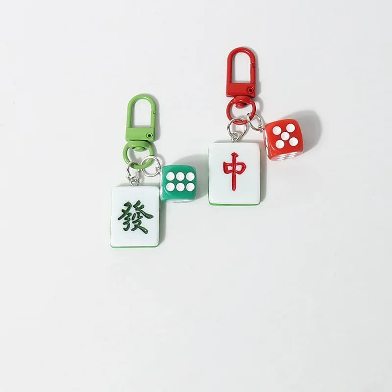 Portachiavi in stile cinese Portachiavi Mahjong creativi Ciondolo per borsa Gioielli Gingillo Portachiavi per auto da ragazza Regalo pendente