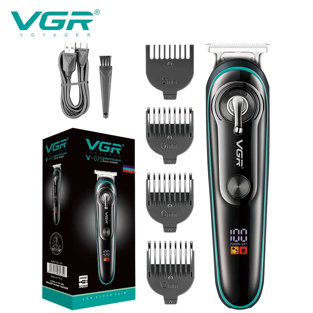 Professional Haircut VGR Men's Waterproof Haircuts Toiletries Wireless Rechargeable Haircuts for Barber V-075