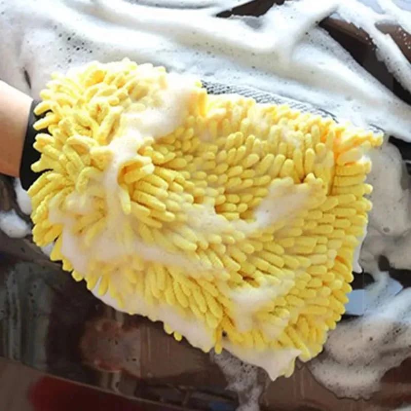Guanto in microfibra chenille impermeabile per lavaggio auto, spesso, per pulizia auto, spazzola per ceratura e detailing, guanto bifacciale per la cura dell'auto