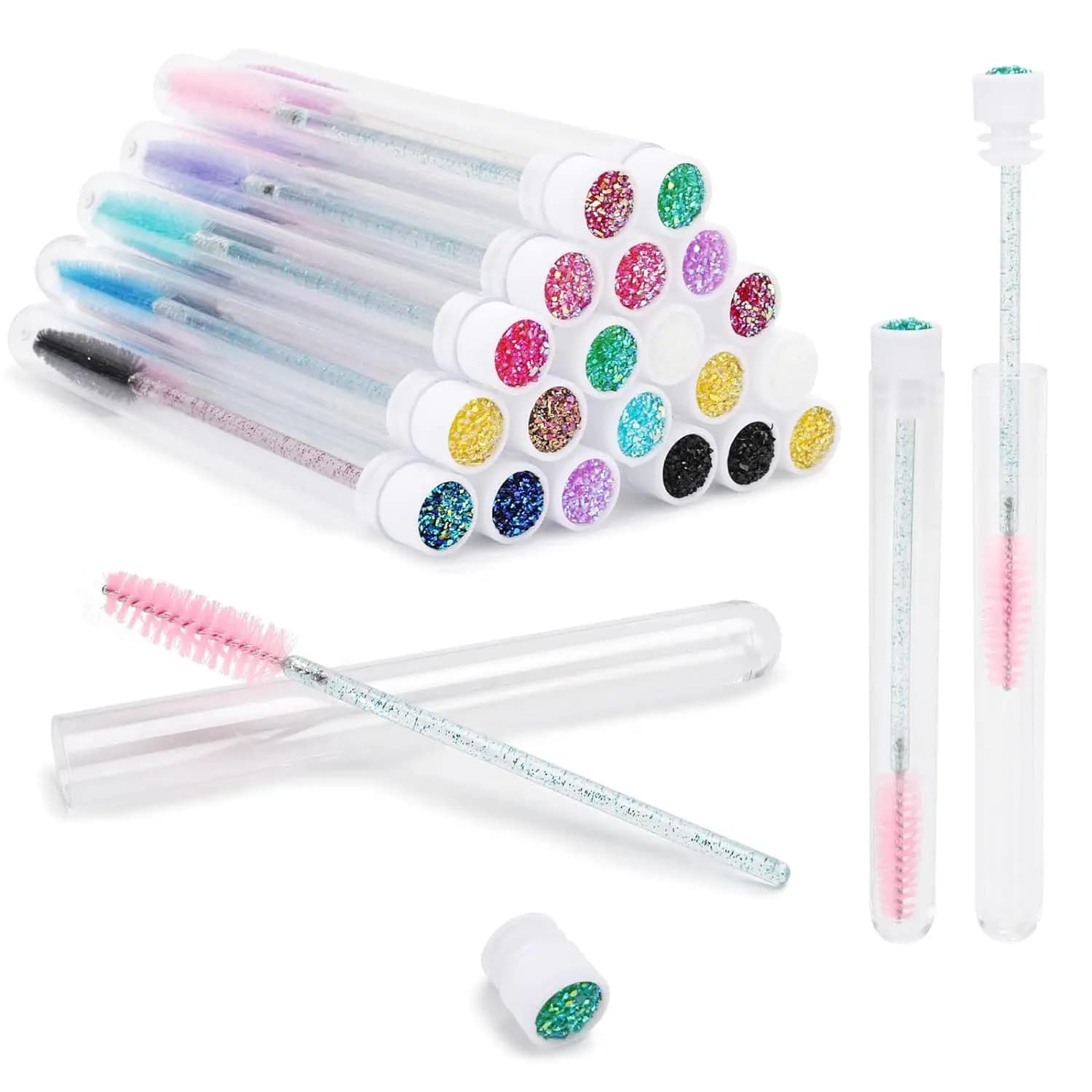 50 pcs brush tubes for eyelashes with berries for eyelashes glass comb for eyebrows coils applicators for eyelashes brushes