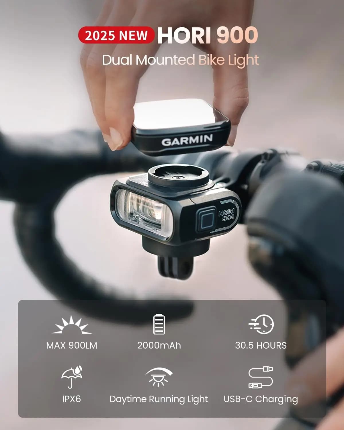 Magicshine Hori 900 Dual Mounted Bike Light DRL Super Bright Quick Charging USB-C IPX6 waterproof bicycle light