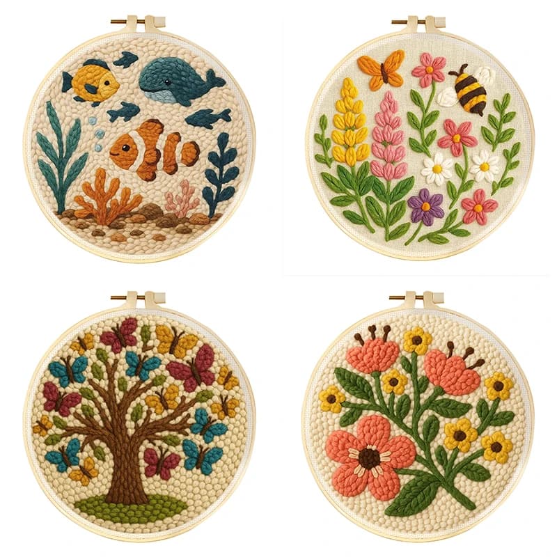 Punch Needle Embroidery Kit Home Wall Decor Artwork Butterfly Tree Embroidery Beginner Kit For Adults Crafts Gift