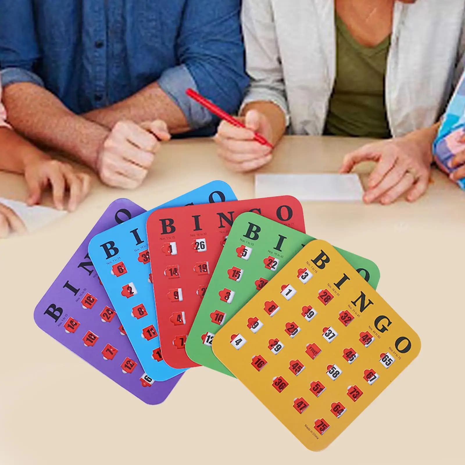 5 Pieces Large Print Bingo Cardboard Easy to Read Party Games Fun Shutter Slide Bingo Cards for Adults Large Group Seniors