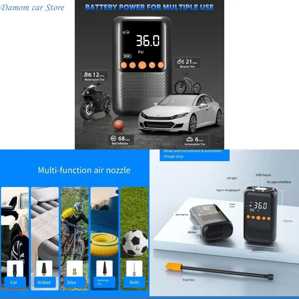 A2UC LED portatile Digital Display Display Impianto pneumatico per pneumatici Multifunzione Pompa elettrica Electric Air