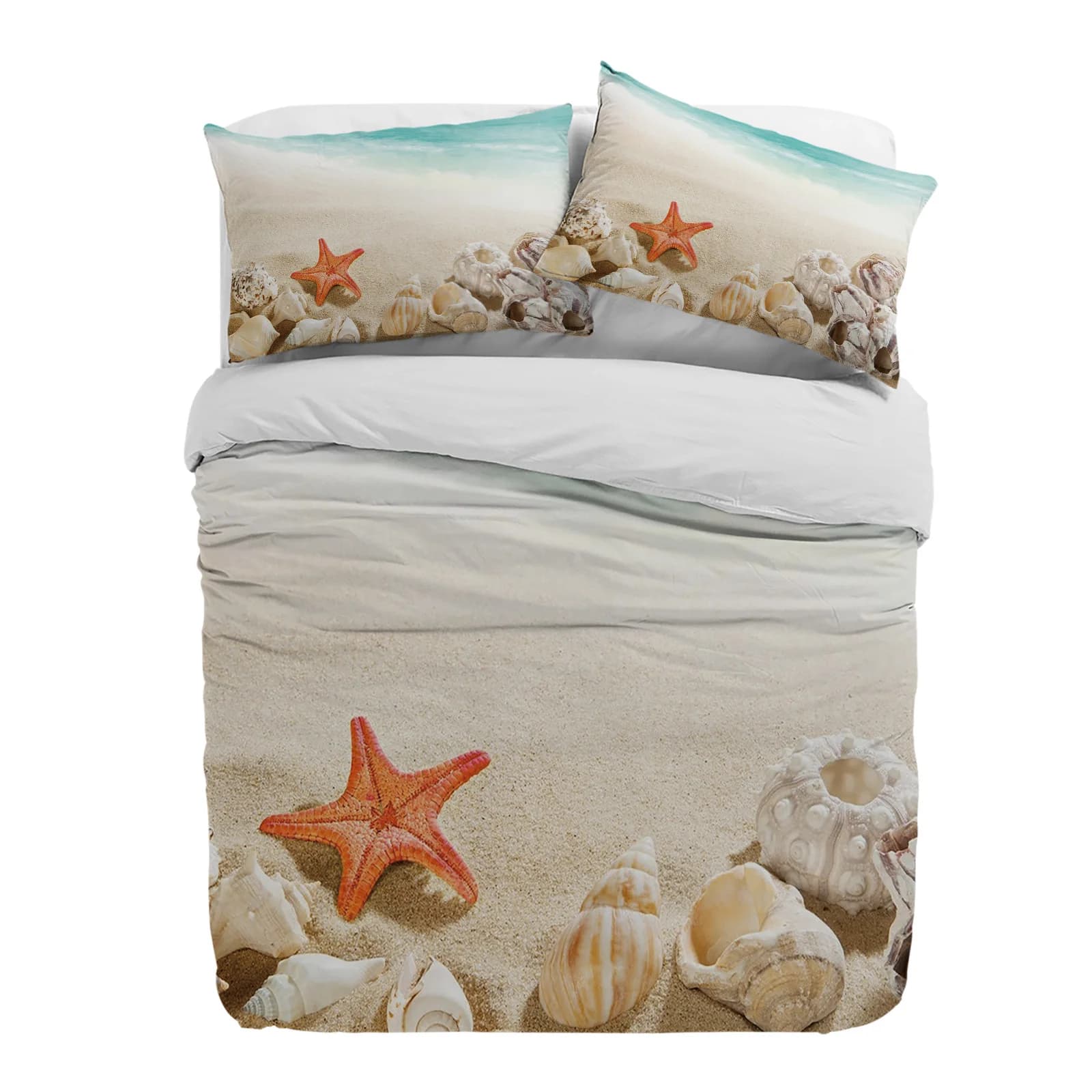 Copripiumino Ocean Beach Starfish Shell con federa Set di biancheria da letto personalizzato 3 pezzi Copripiumino Letto matrimoniale Tessili per la casa