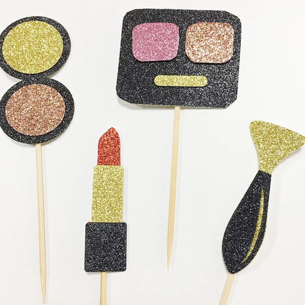 Set of 7 Shaped Cake Cakes, Creative Design with Lipstick and Umbrella, Cupcake and Dessert Decorations for Birthday Party and Beach