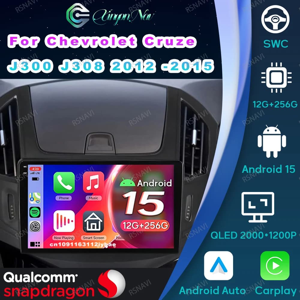 Autoradio Android 15 For Chevrolet Cruze J300 J308 2012 -2015 Viedo Player Tesla Model Y Accessories 2025 Deodorants for Auto RDS