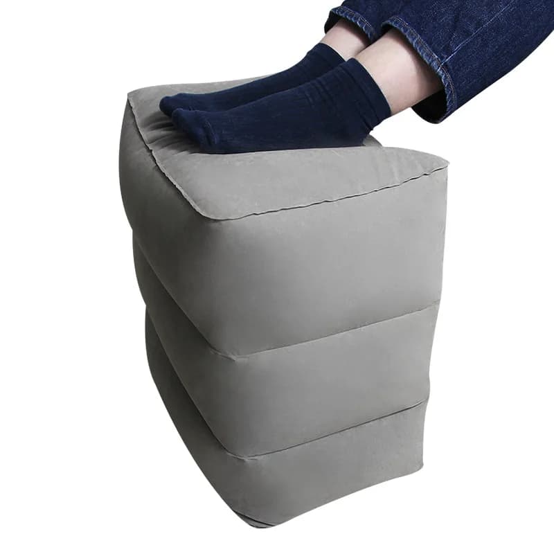 Cuscino poggiapiedi gonfiabile da viaggio a 3 strati per aereo e treno, a forma di C, pieghevole, comodo poggiapiedi, accessori per la biancheria da letto