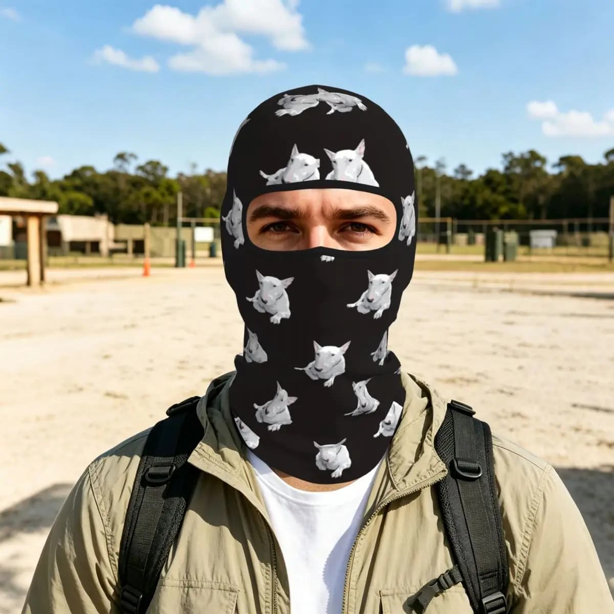 English Bull Terrier Breathable Thin Balaclava Full Face Mask Sun Protection Neck Gaiter For Motorcycle Cycling Fishing Outdoor
