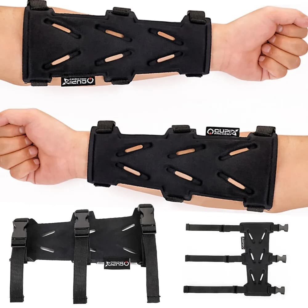 Tiro con l'arco Protezione per il braccio Tiro con l'arco Regolabile 3 cinghie Protector Gear Avambraccio Arco da caccia Bersaglio