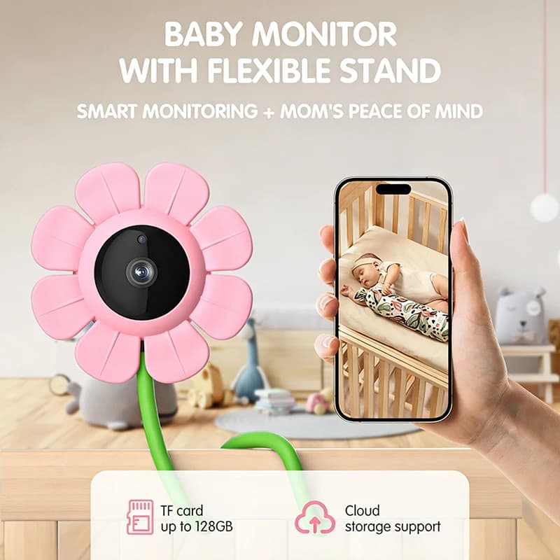 Baby Monitor con Telecamera 400W HD, Telecamera di Sorveglianza Wireless WiFi con Visione Notturna a Infrarossi, Senza Scheda