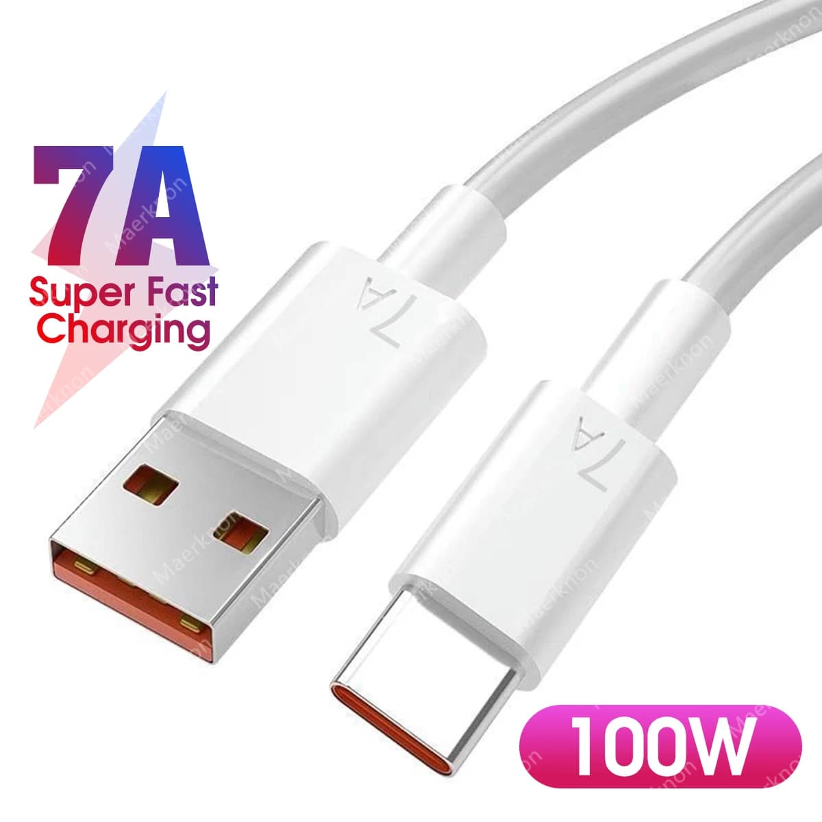Cavo dati USB da 100 W 7 A per ricarica super veloce, cavo USB di tipo C per la ricarica del telefono cellulare, per Xiaomi Huawei Samsung Oppo Android, cavo USB-C