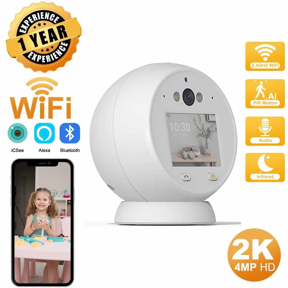 Videochiamata con telecamera Wifi PTZ da 4mp con schermo IPS Baby Cry Sound Detection telecamera IP di sicurezza Baby Monitor iCSee