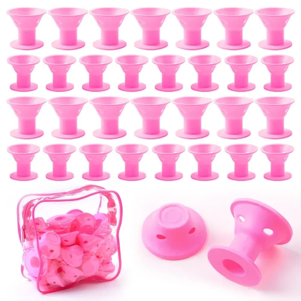 10/20/40 Pz Set Bigodini In Silicone Without Heat Sleeping Frangia Roll No Heat Fungus Bell Bigodini for Hair Ricci Tool Styling Portable